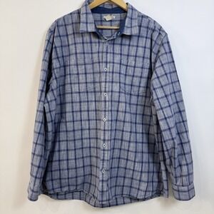 Carbon 2 Cobalt Plaid Long Sleeve Button Up Shirt Mens XXL Blue Cotton Casual